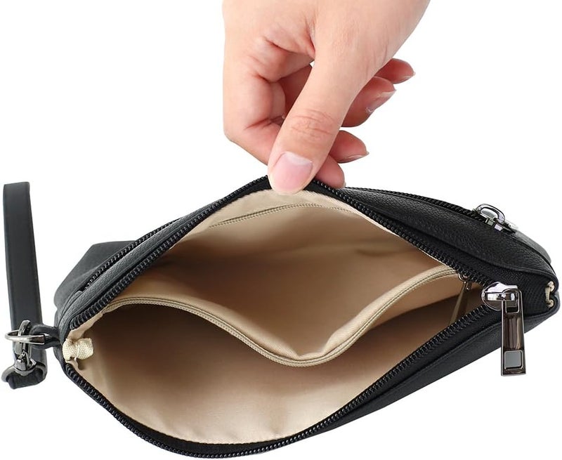 BBORGDC Small Wristlet Wallets for Women, Zip Clutch Bag with Wristlet Pouch, 3-Zipper Original Design - Image 3